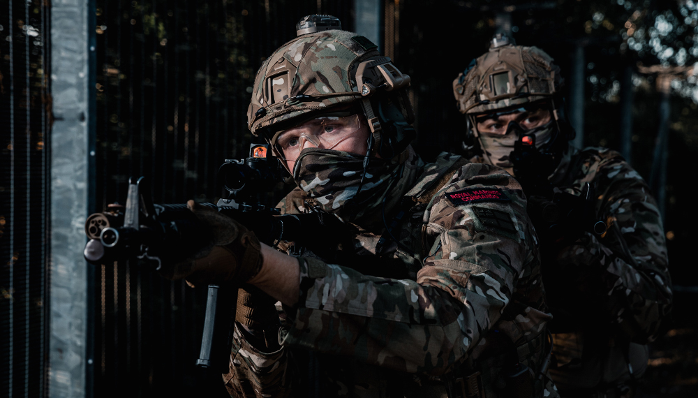 Royal Marines showcasing the new Commando Uniform