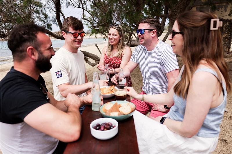 Royal Navy personnel enjoying downtime whilst on deployment