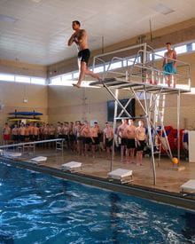 diving into a pool