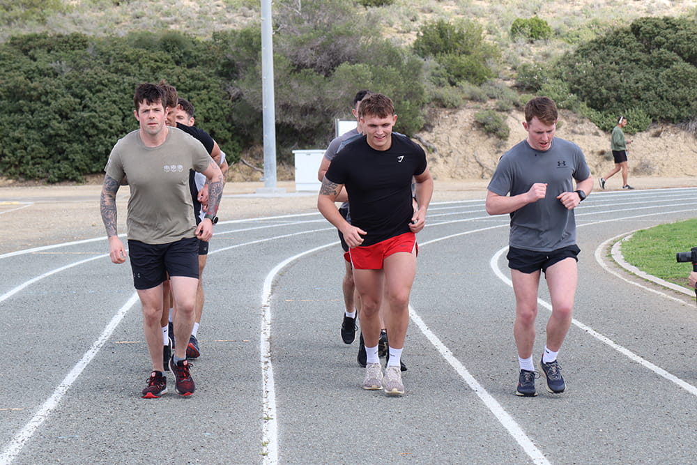 royal-navy-careers-fitness-test-02 Group of people running preparing for their Royal Navy test. Life in the Royal Navy is wide-ranging and incredibly varied, and therefore requires a good level of physical fitness.