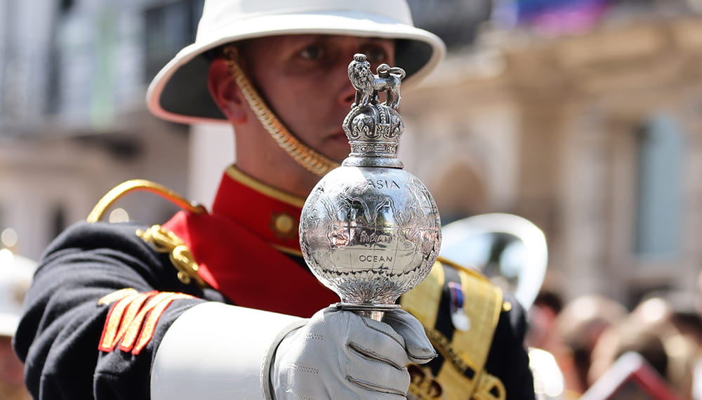 Band Master for HM Royal Marines Band Service from HMS Collingwood. Armed Forces personnel, including the Royal Navy’s COMPASS network, Army LGBTQ+, and Shout Civil Service LGBTQ+ and veterans attended Brighton Pride to celebrate 30 years of pride events. 