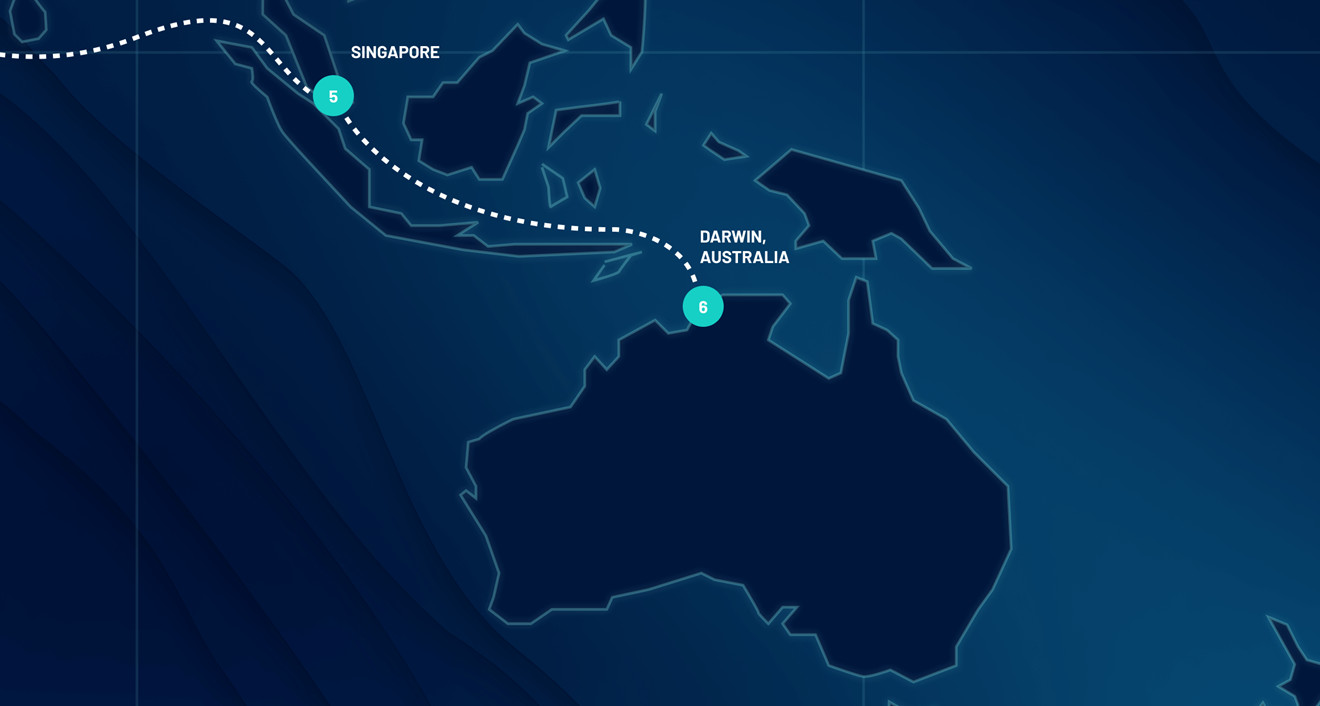 CSG Route map from Singapore to Darwin