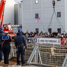 Plymouth dock with friends and family waiting for Navy personnel