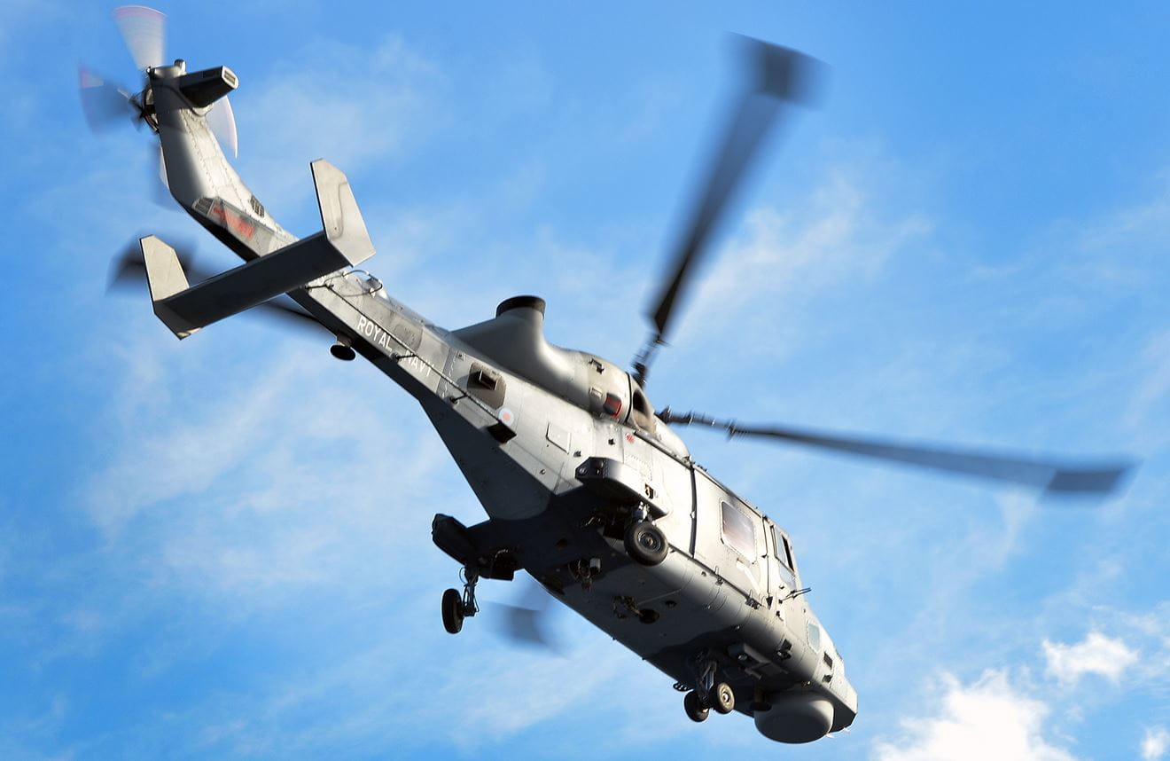 Wildcat helicopter flies overhead