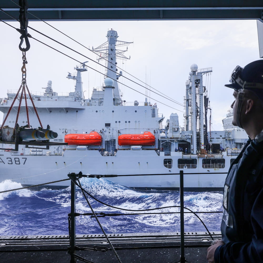 An image of personnel from RFA and fort class ship