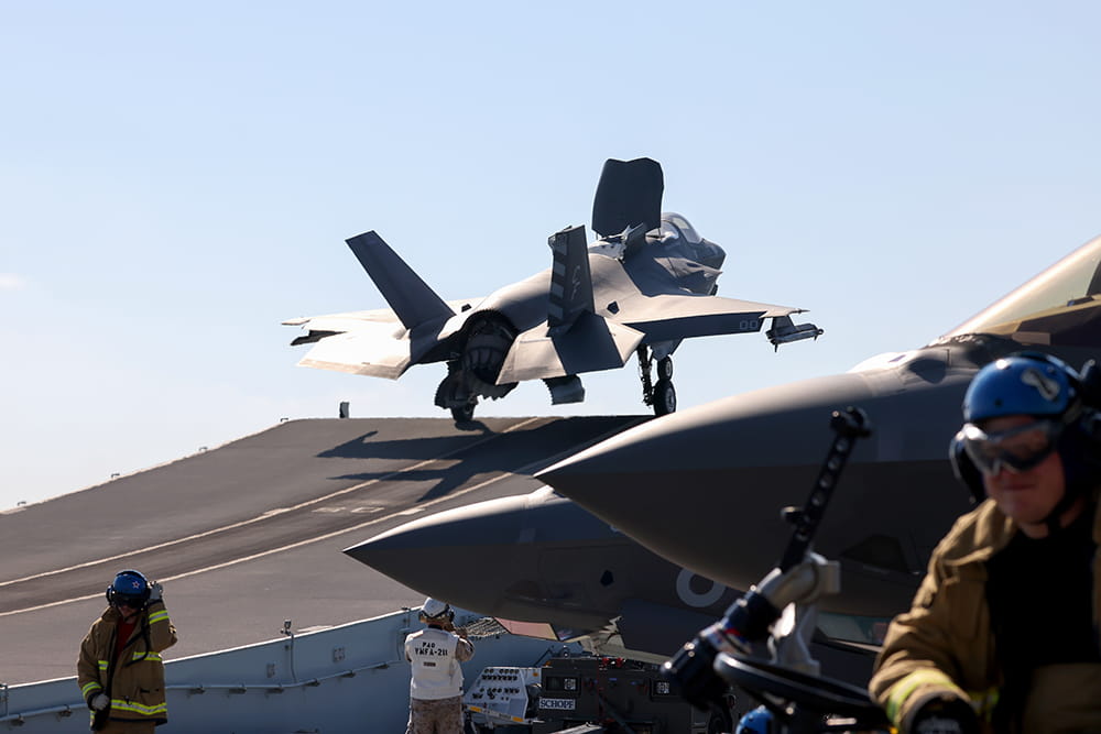 Royal-Navy-Equipment-Queen-Elizabeth-Class-04-straight-into-action.jpg F35 Lightning jet launches from an aircraft carrier