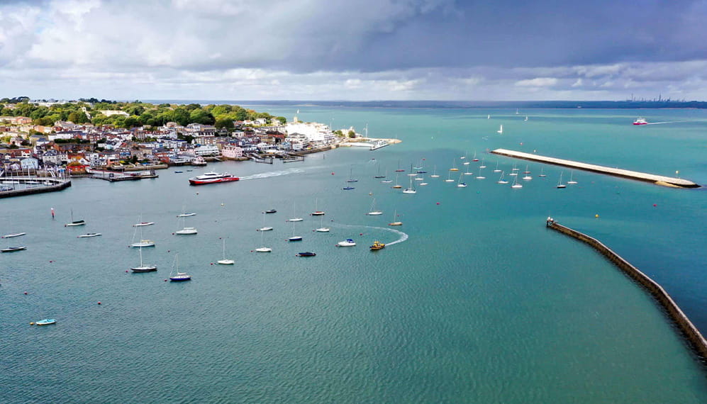 Context image of Cowes' harbour