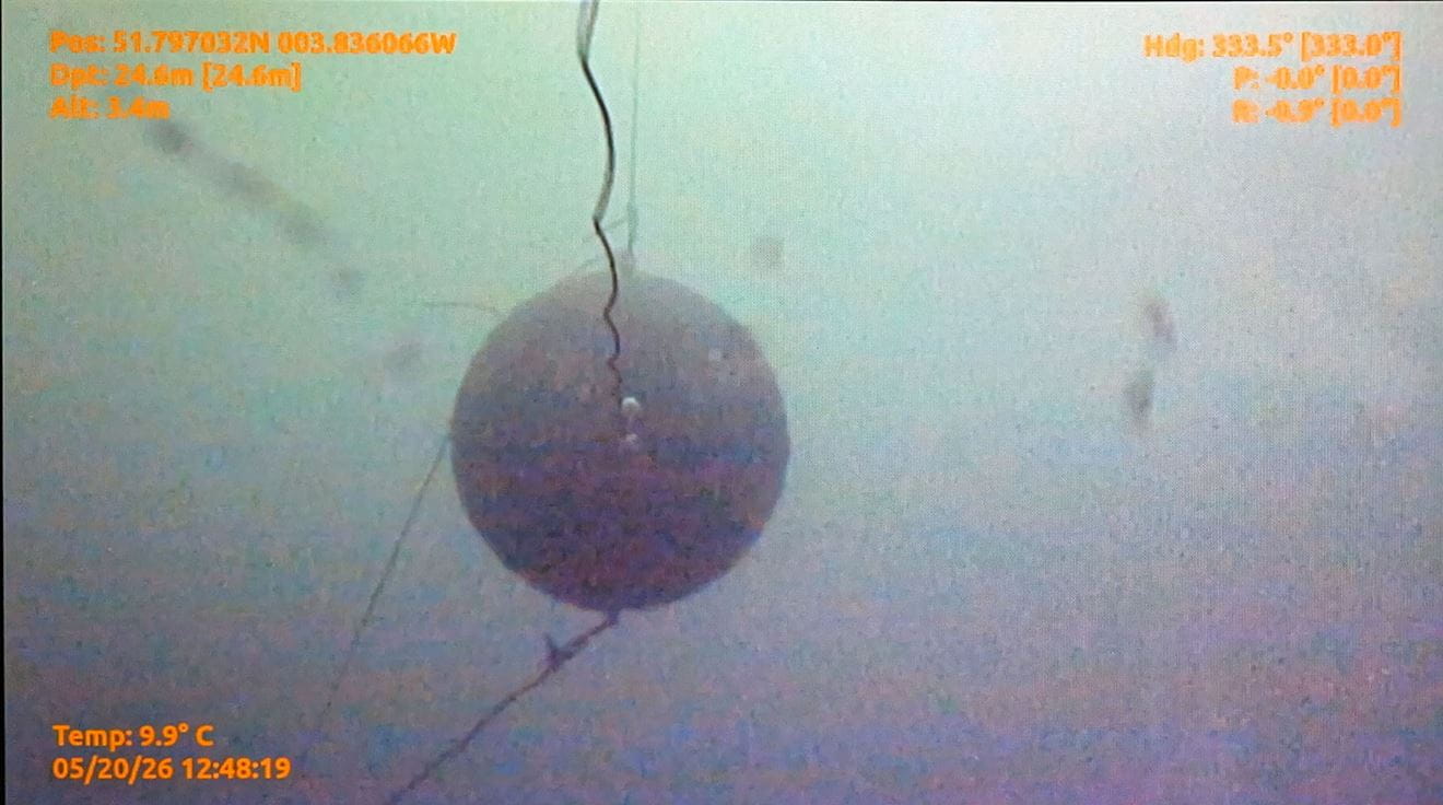 A practice mine as seen on the video display from the Video Ray Defender A practice mine as seen on the video display from the Video Ray Defender
