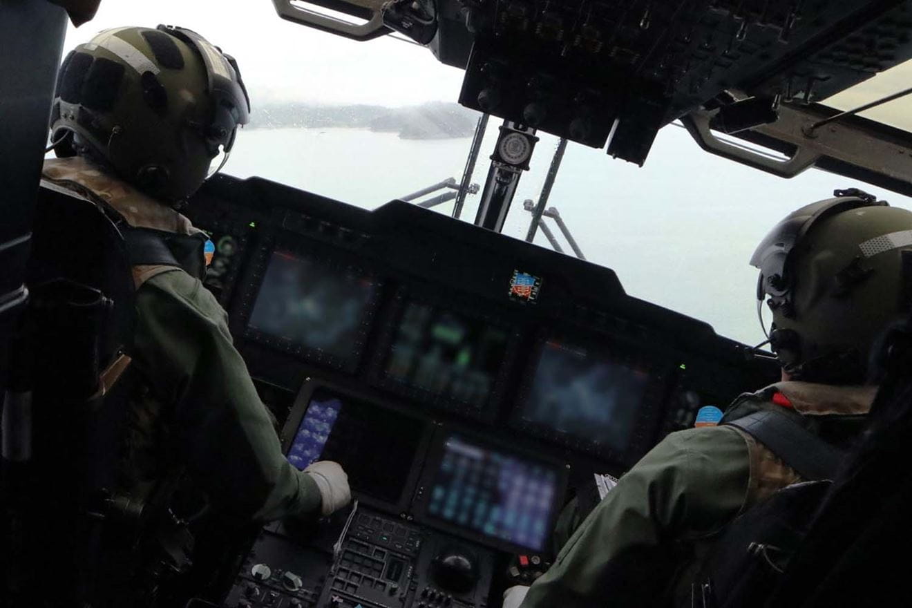 A cockpit-eye view of the fjords around Bergen in the summer rain