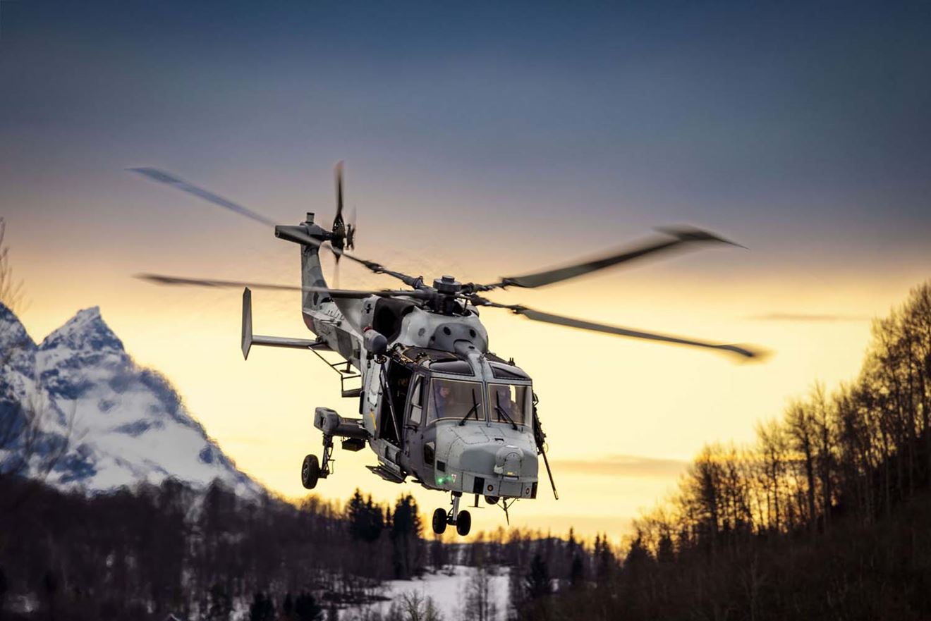 A Wildcat returns to base at Elvenes as the sun goes down A Wildcat returns to base at Elvenes as the sun goes down