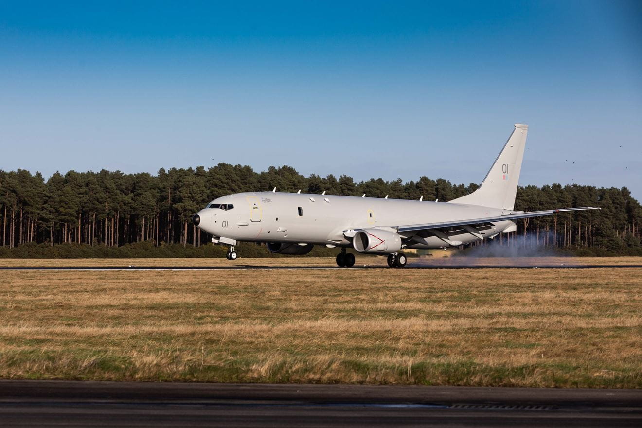 P8 Poseidon arrives at Kinloss, Scotland. Picture: Sgt Ashley Keates