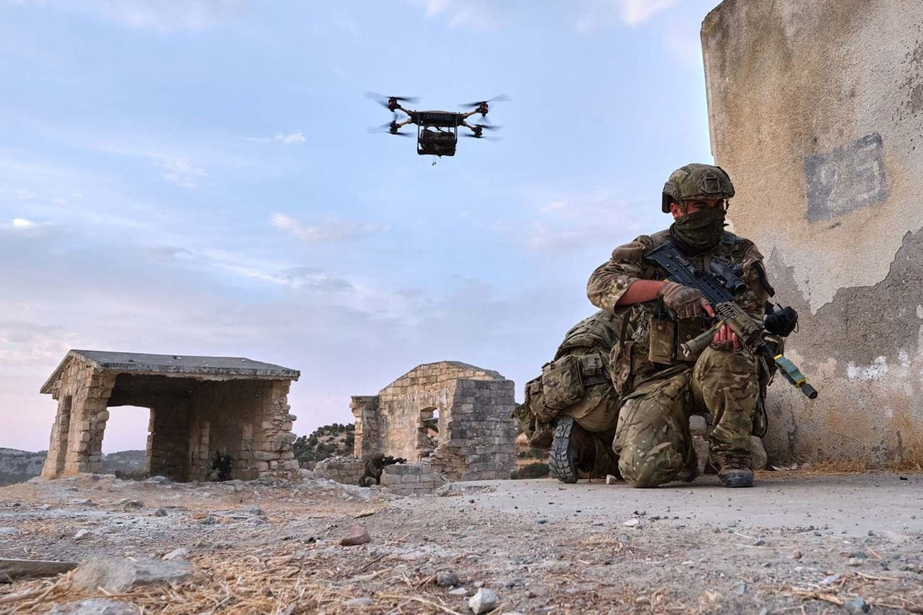 Royal Marines awaits resupply from a Malloy drone