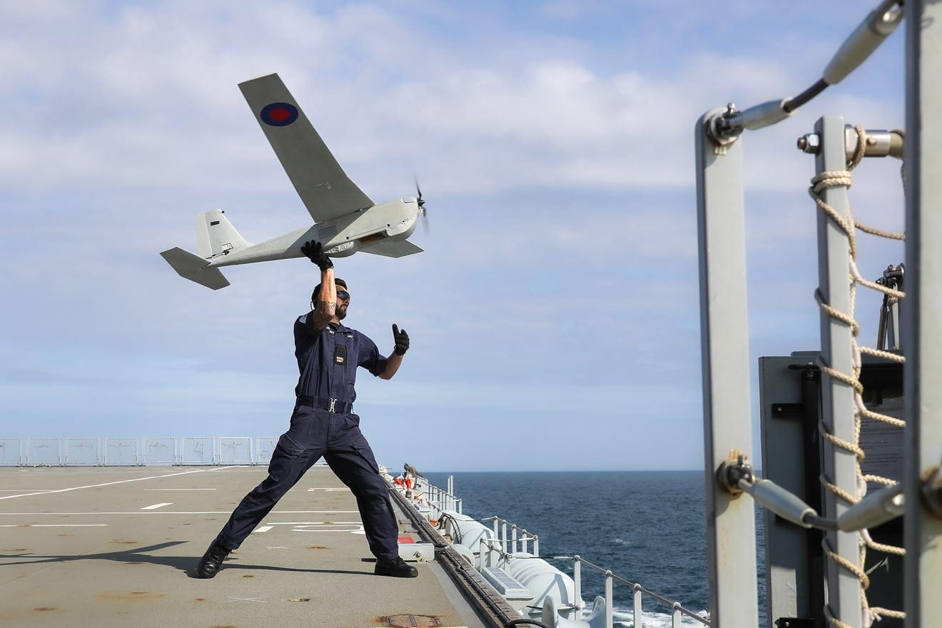 AB Tom Halton launches Puma from Albion's flight deck