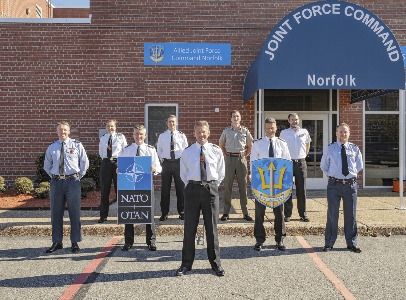 Rear Admiral Andrew Betton, front, with some of his team in Virginia, USA