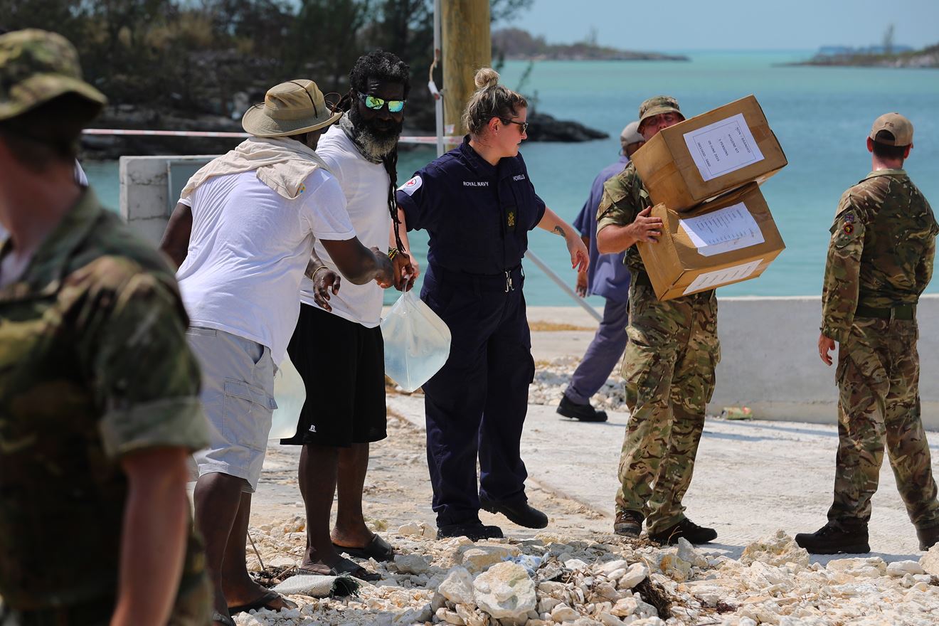 Personnel from RFA Mounts Bay delivered aid to the Bahamas after the community was devastated by Hurricane Dorian
