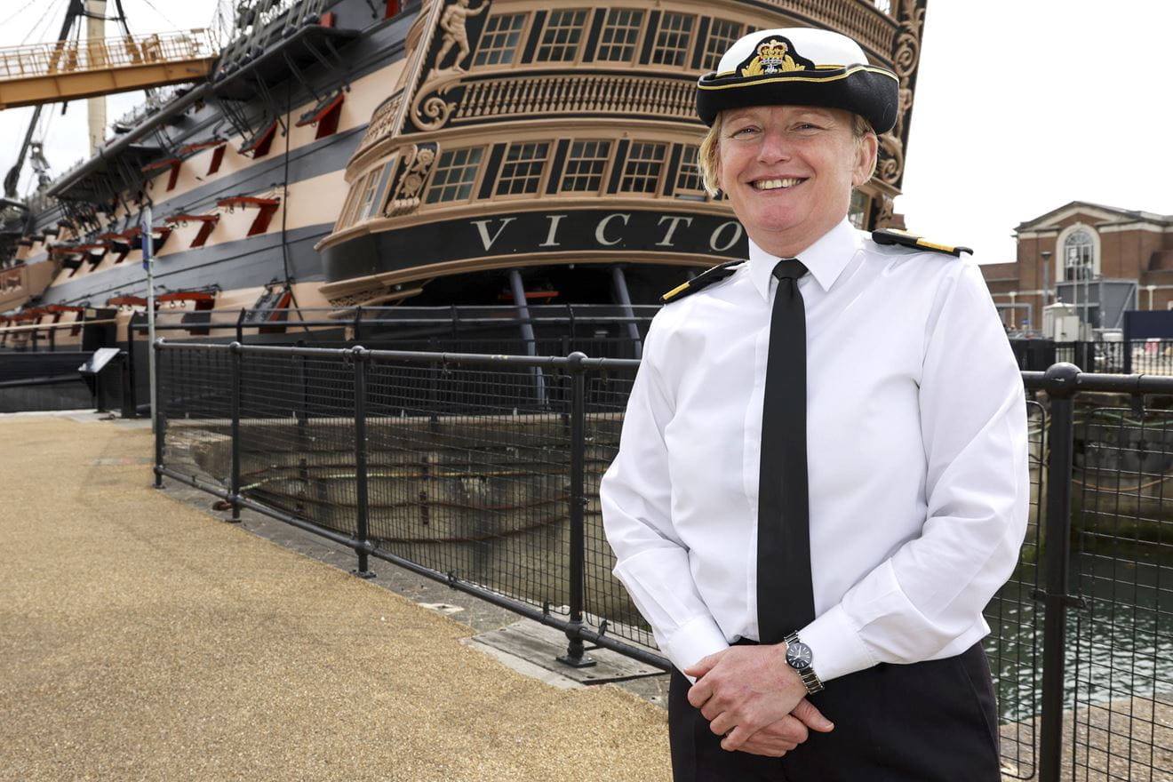 Commodore Terry in front of HMS Victory Commodore Terry in front of HMS Victory