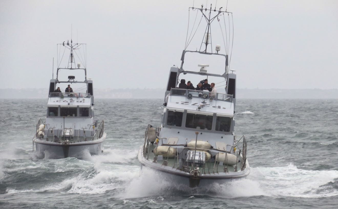HMS Ranger (left) and HMS Smiter battle choppy seas off Bournemouth HMS Ranger (left) and HMS Smiter battle choppy seas off Bournemouth