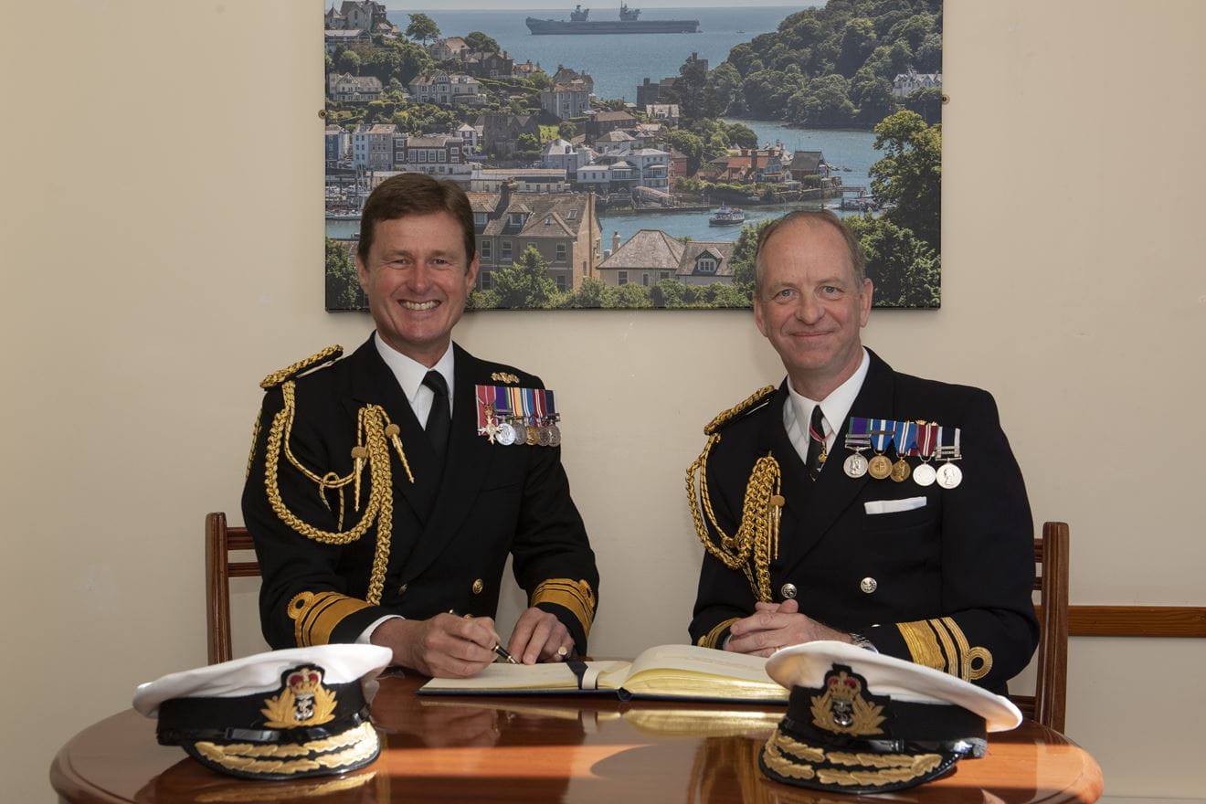 Vice Admiral Andy Burns, left, takes on the role of Fleet Commander from Vice Admiral Jerry Kyd
