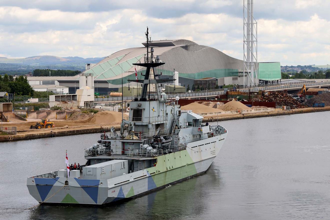 HMS Severn during the ships entry in Cardiff