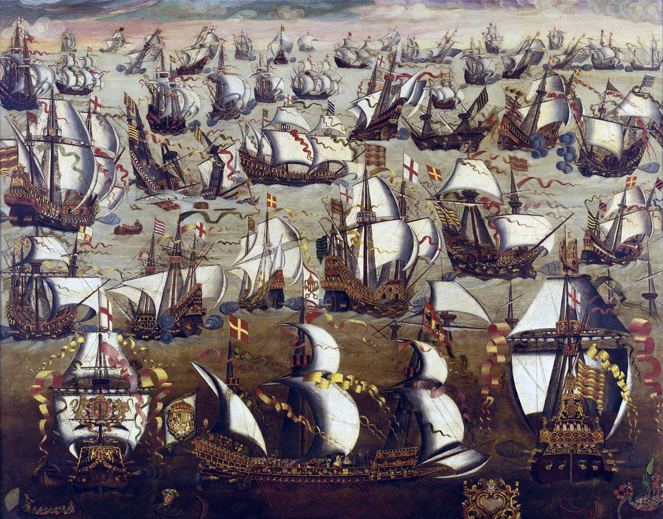 English and Spanish ships grapple in the summer of 1588 English and Spanish ships grapple in the summer of 1588