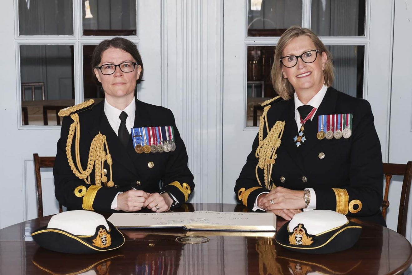 Commodore Jo Adey ADC RN takes command of the Maritime Reserves from Commodore Mel Robinson CBE RNR