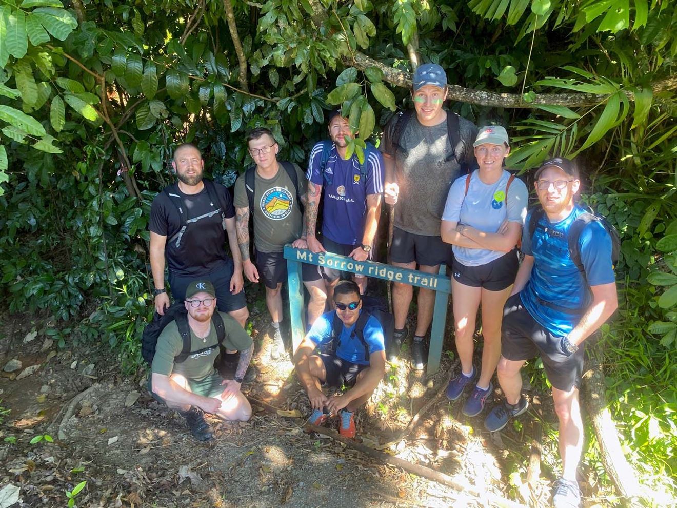 Sailors pause on the Mount Sorrow Ridge Trail