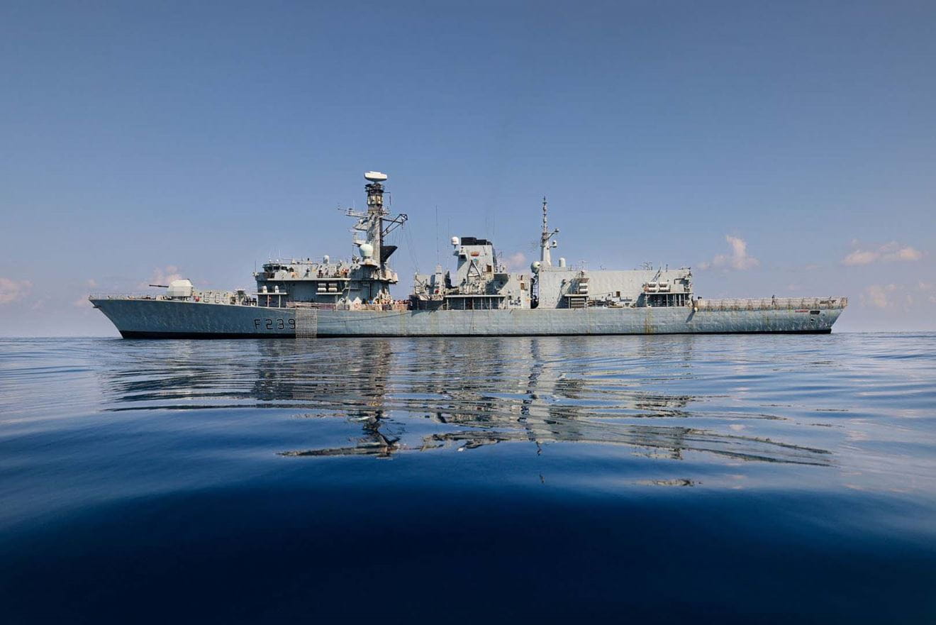 HMS Richmond in relative calm waters in the Gulf of Aden