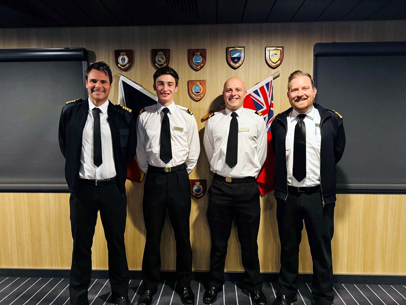Capt Andrew Wolverson of the Iona Sub Lts Luke Orrin and Matt Handisides and Staff Capt Chris Kennedy