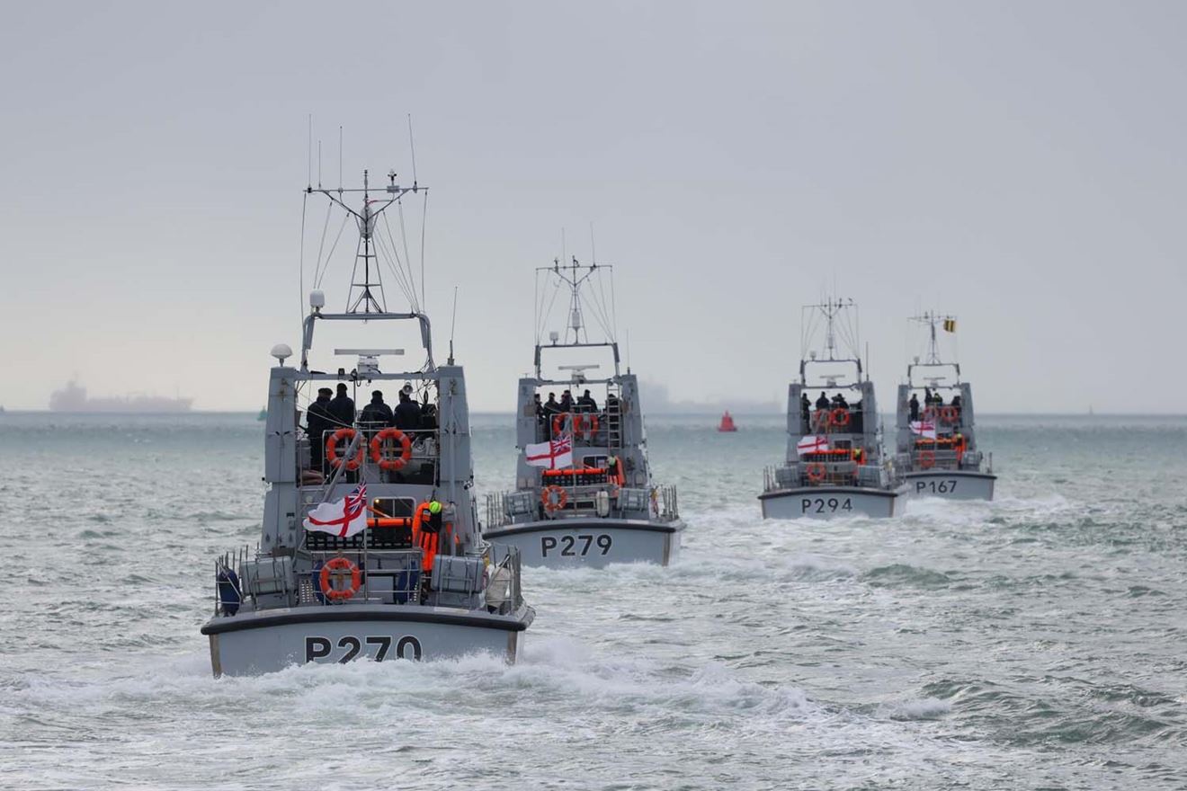 Four P2000s sailing in company on their way to Norway in 2024