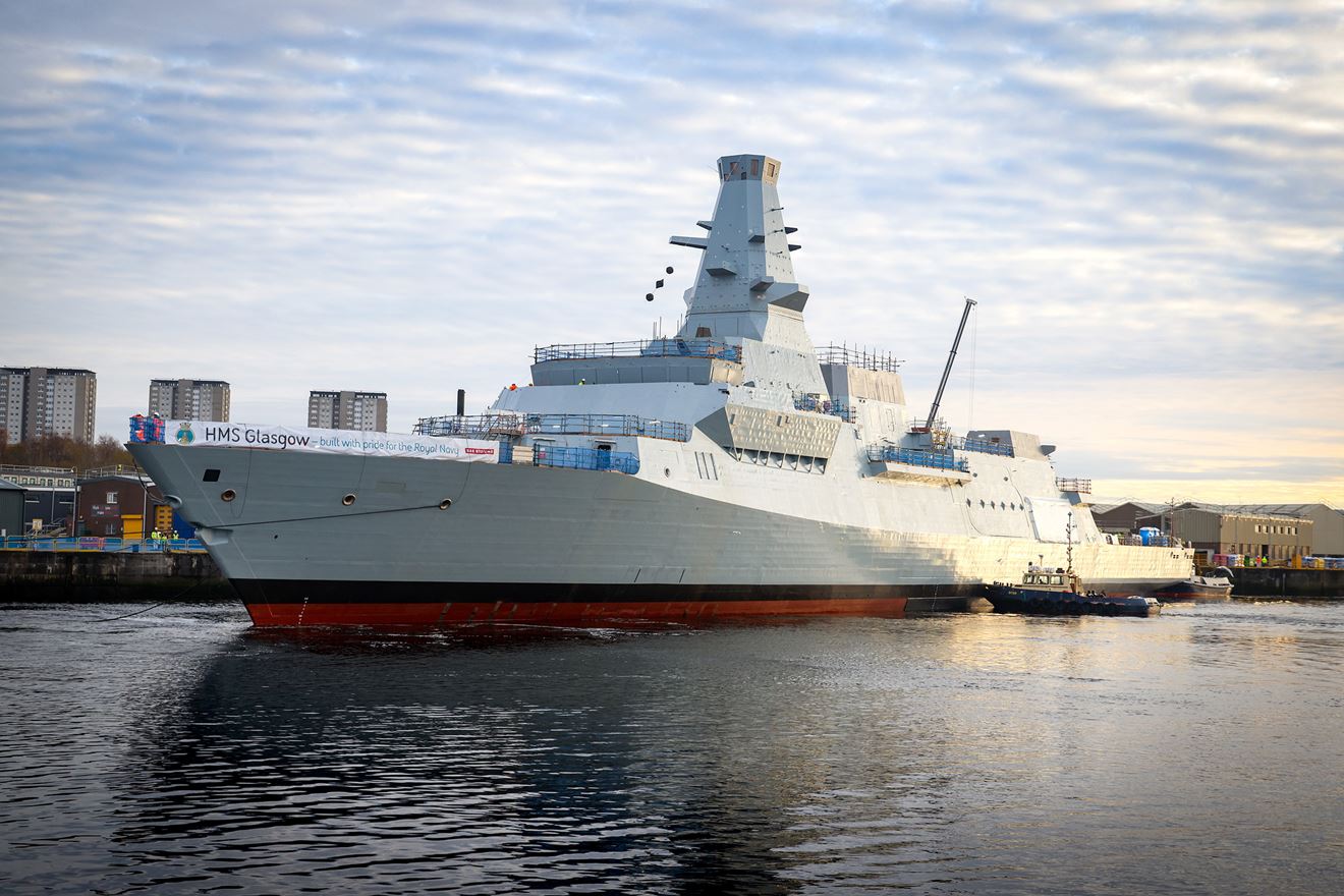 HMS Glasgow is manouevred into dock in Scotstoun to begin her fitting out Dec 2022 HMS Glasgow is manouevred into dock in Scotstoun to begin her fitting out Dec 2022