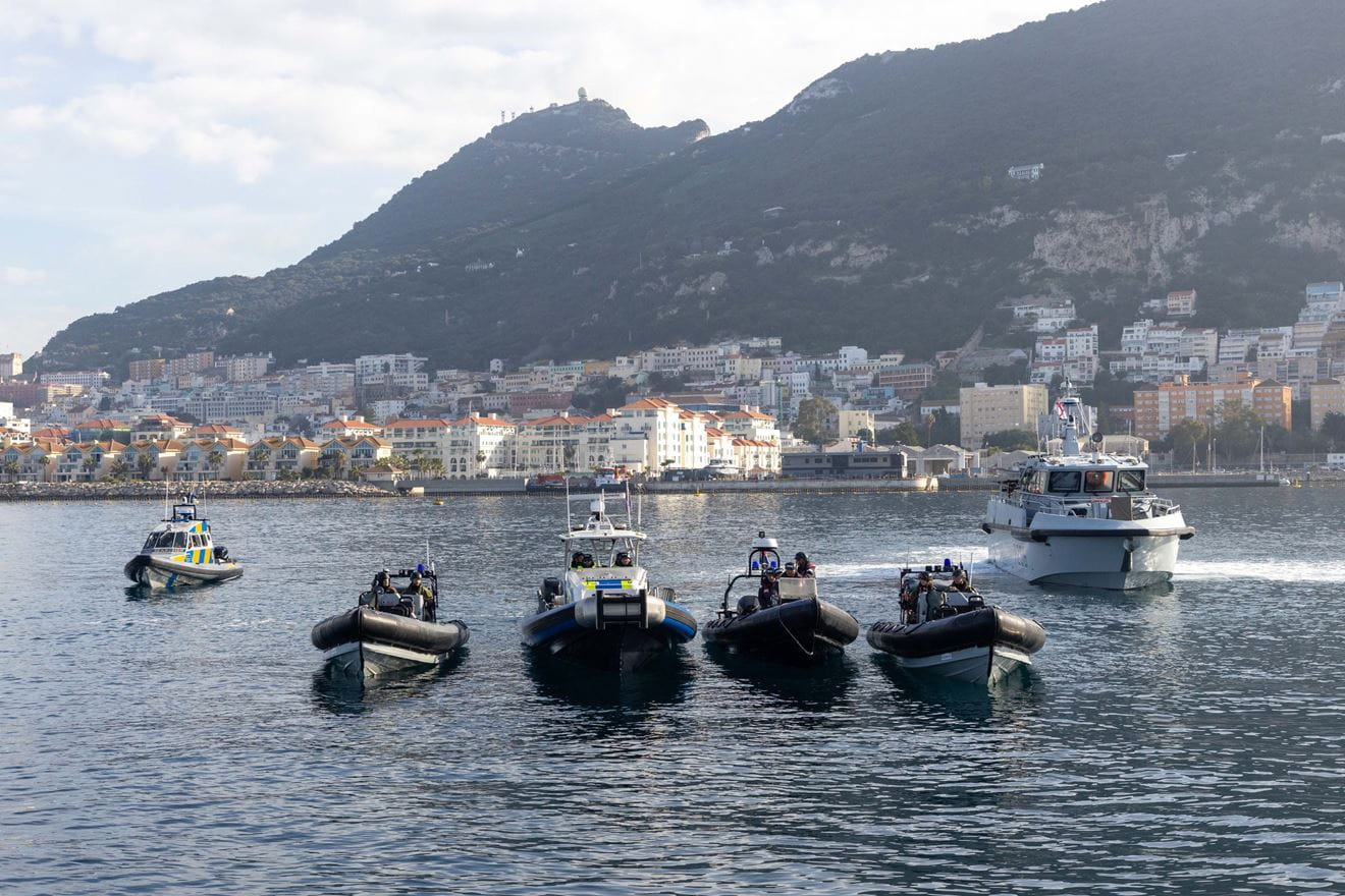 Images show RNGS taking part in an interoperability Exercise in Gibraltar territorial waters