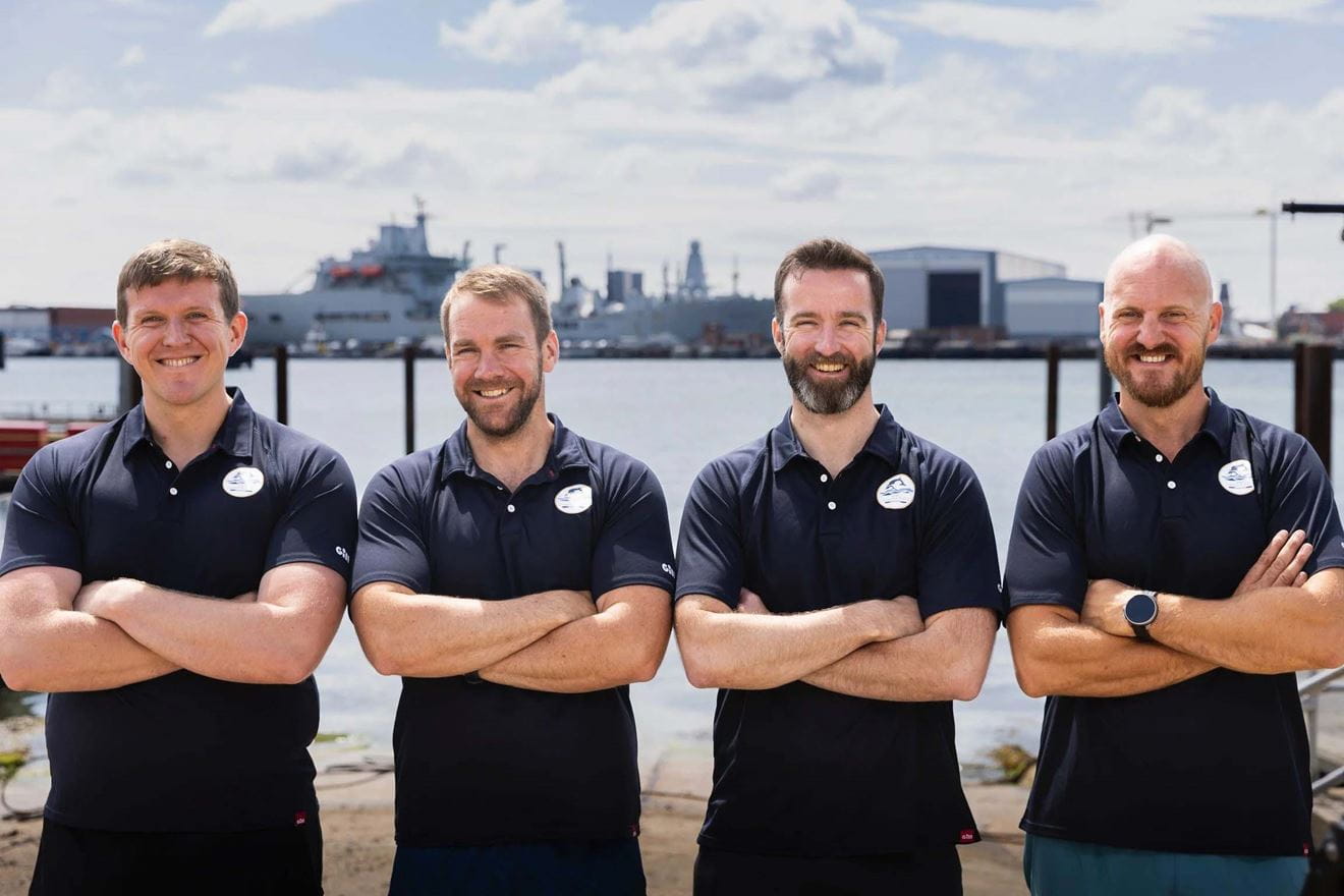 Team Oardacious 2025-26 (l-r) Surg Lt Cdr Addi Taylor Lt Cdr Guy Wilton Cdre Rich Purdy WO1 Liam Hoddy