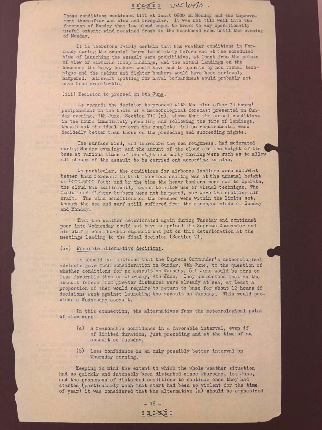 Historical meteorological documents detailing the build up to the D-Day invasion.