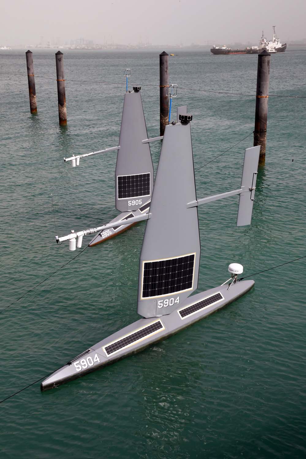 The sail drones before being sent on patrol off Bahrain