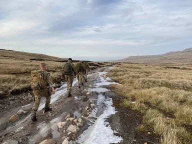 Commandos yomp across the Falklands on 40th anniversary