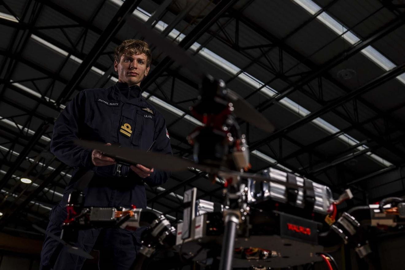 The Royal Navy's drone experts at 700X NAS have build their own quadcopter in a first for the squadron. Picture: LPhot Barry Swainsbury
