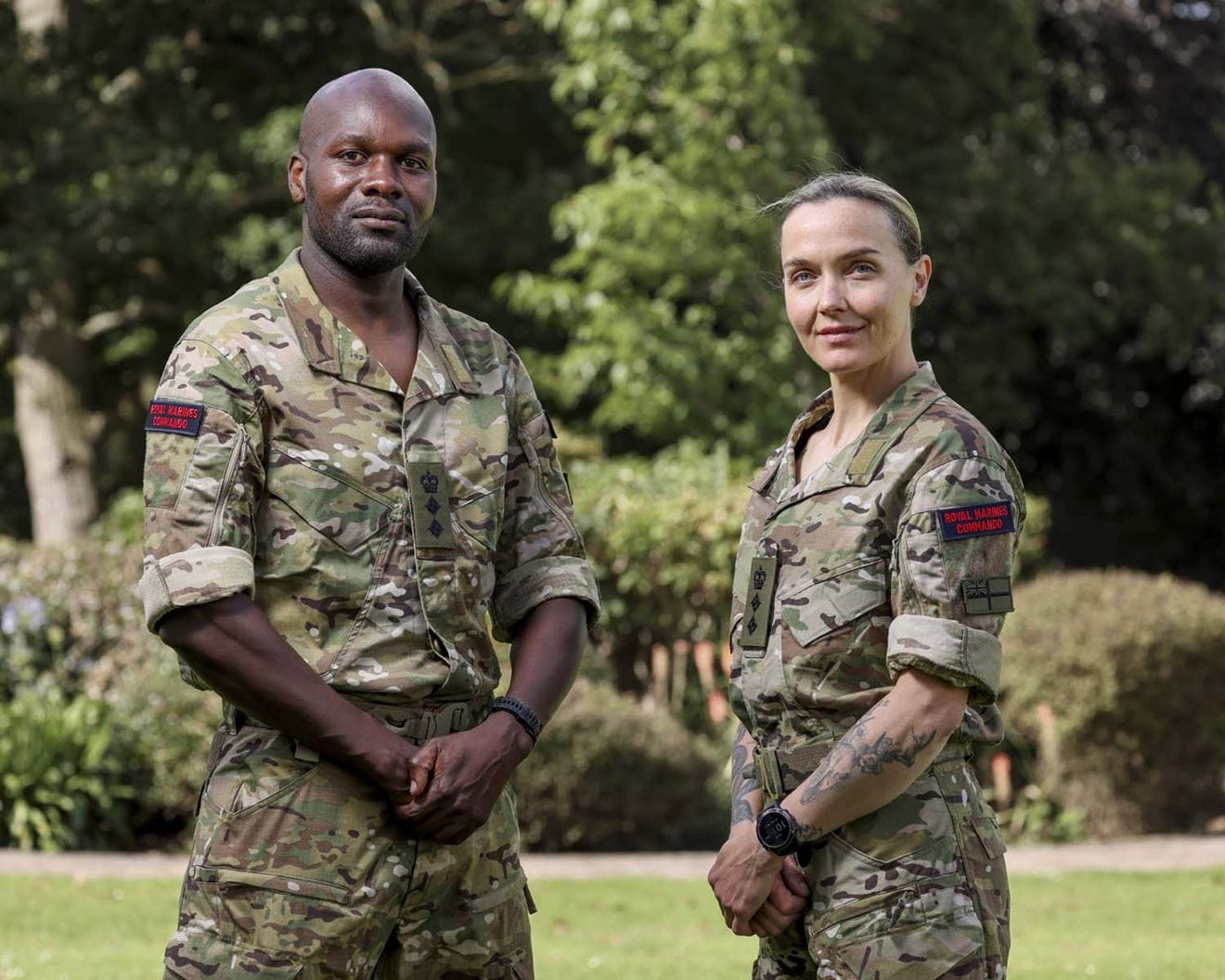 Honorary Colonels Victoria Pendleton and Dwayne Fields at Commando Training Centre Royal Marines in Lympstone. Picture: LPhot Barry Swainsbury