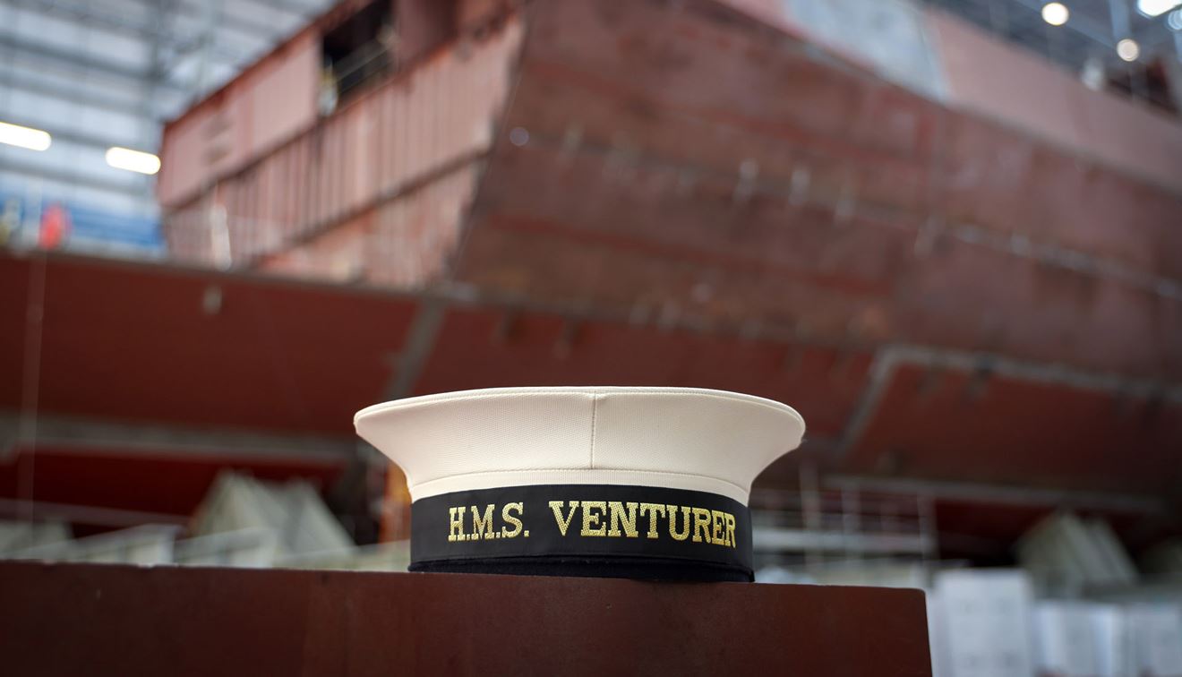 The first rating's cap to bear the name HMS Venturer in decades The first rating's cap to bear the name HMS Venturer in decades