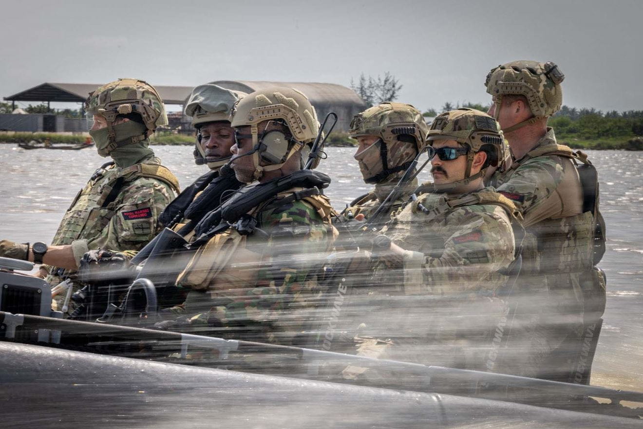 Royal Marines on a fast boat during exercise