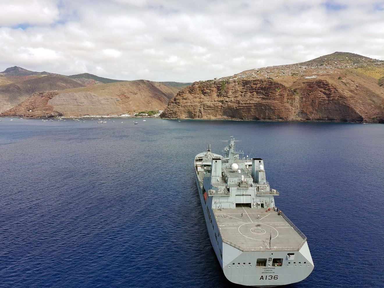 RFA Tidespring just off the St Helena capital