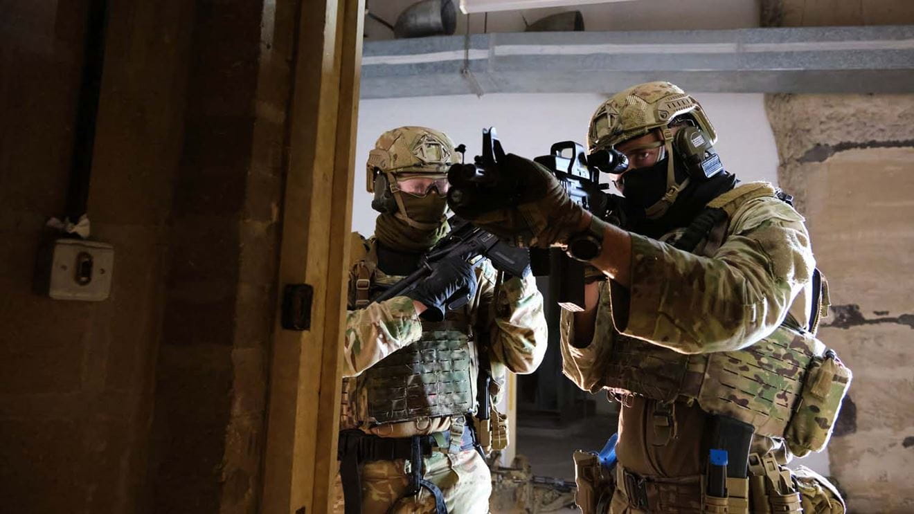 Royal Marines of 42 Commando train in underground tunnels ahead of deployment to the Mediterranean