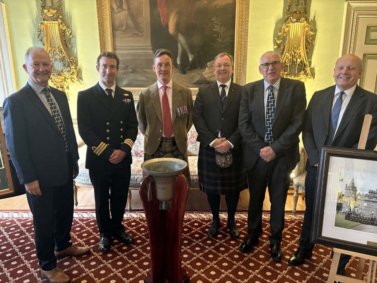 Past Commanding Officers HMS Argyll.  Ewan Kelbie, Commander Charles Wheen, Duke of Argyll, Gavin Prichard, Rick Wellesley, Nigel Chandler