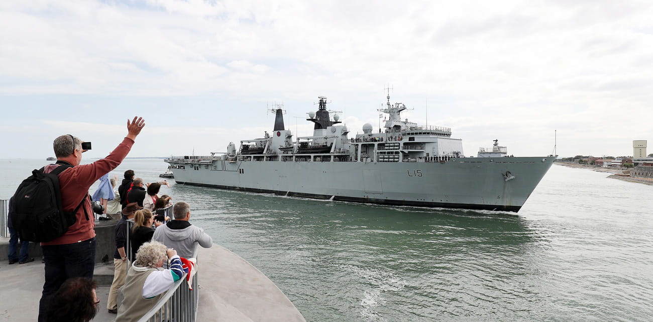 HMS Bulwark stands to for Jutland 100