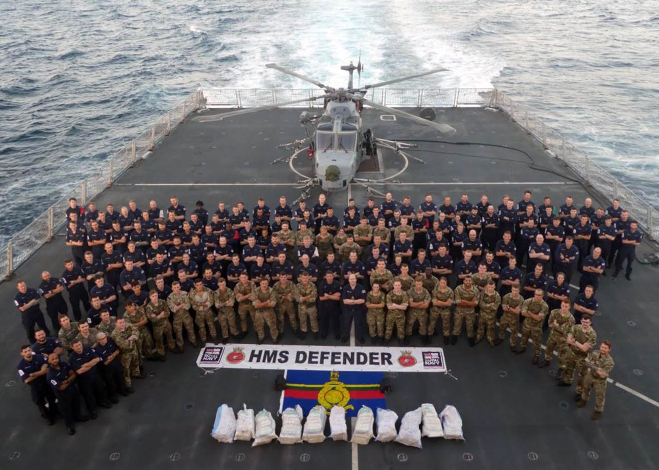 HMS Defender lands £3.3m haul in Middle East drugs bust