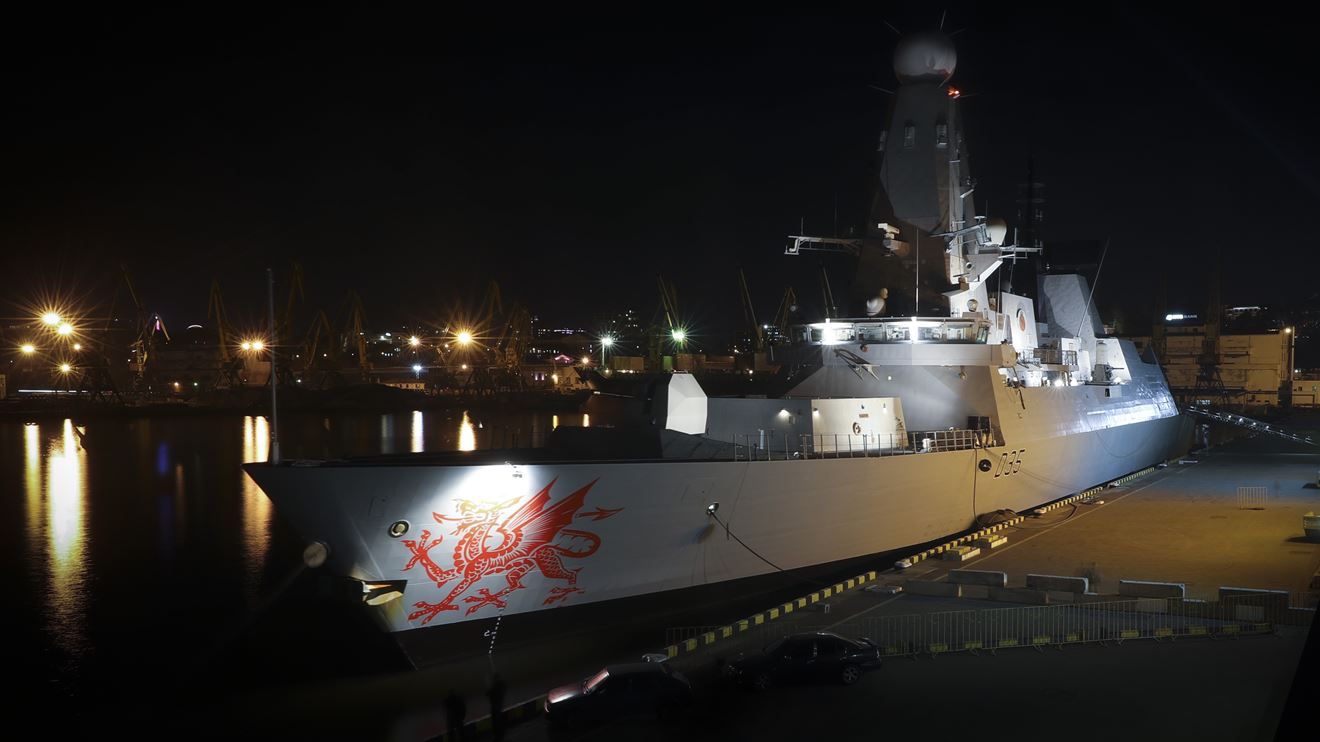 HMS Dragon alongside in Odessa port HMS Dragon alongside in Odessa port