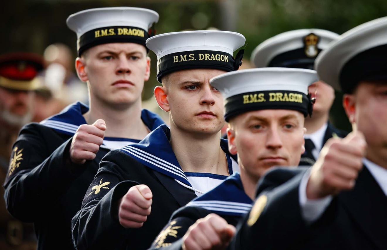 Members of HMS Dragon ship's company took part in a Remembrance Day Parade in Wrexham on 10th November 2024