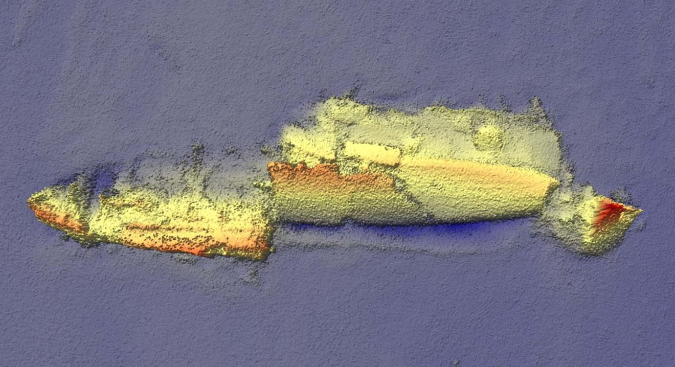 Imagery from HMS Echo's sensors show the shipwreck of Wilhelm Gustloff