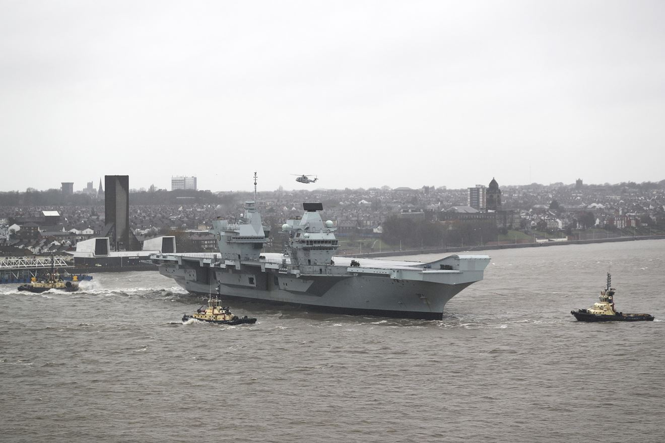 HMS Prince of Wales arriving in Liverpool