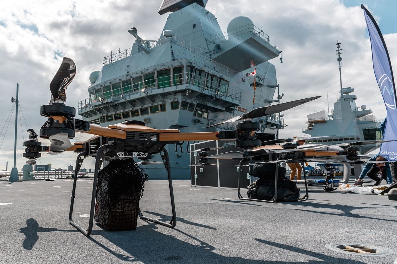 Autonomous and crewless technology from different companies was on show on board HMS Prince of Wales. Picture: LPhot Dan Shepherd