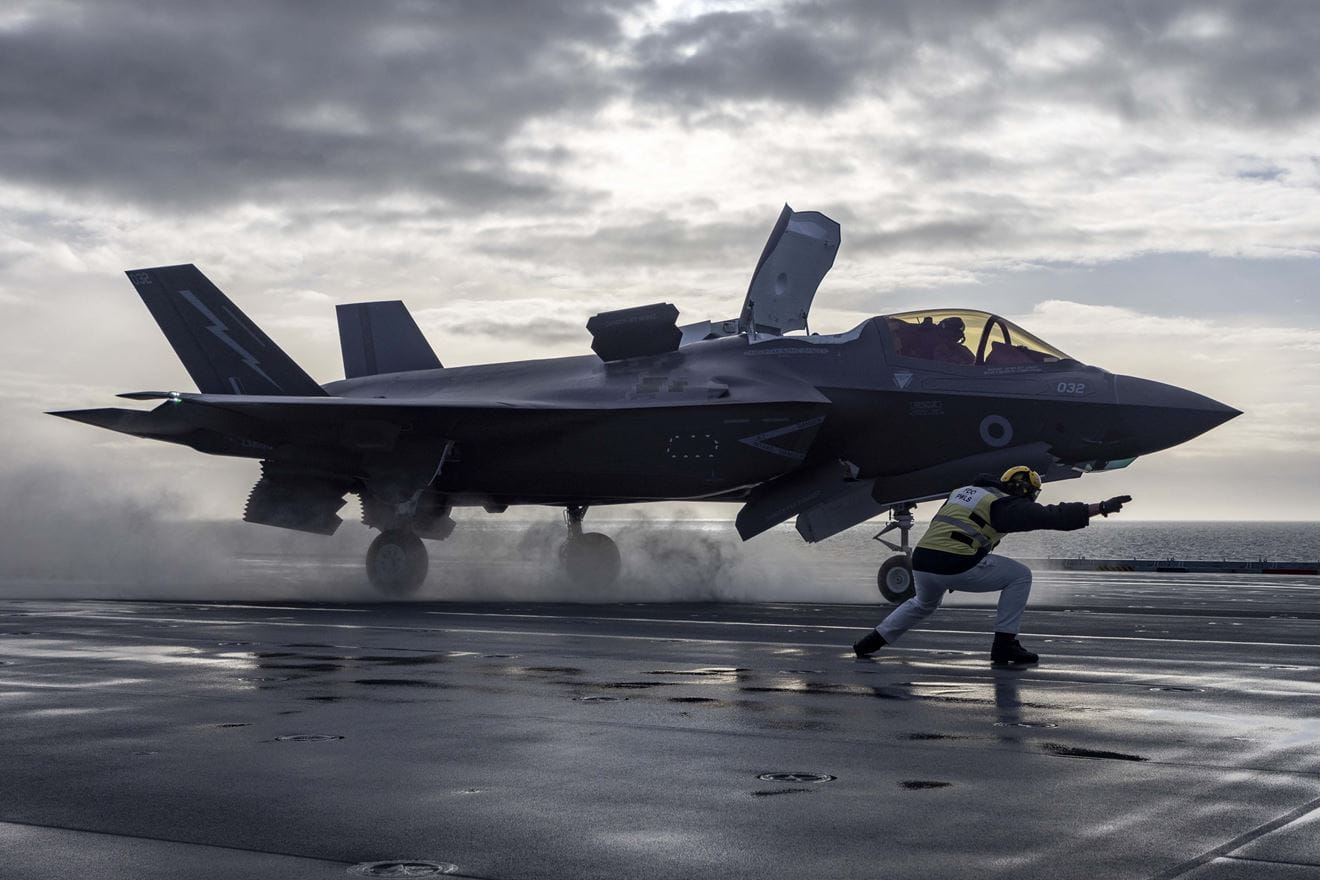 F35-B Lightning jets have embarked on HMS Prince of Wales, one of the Royal Navy’s Queen Elizabeth class aircraft carriers